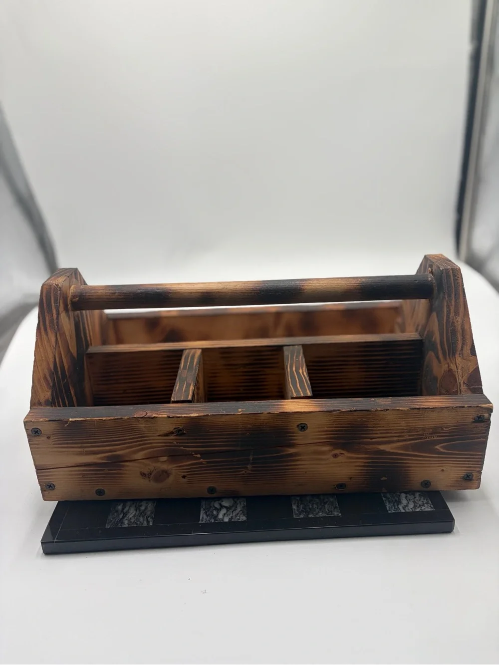 Rustic Wooden Caddy Organizer in Brown - Home Bath